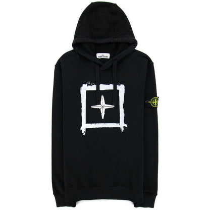 Stone Island 65894 Stencil Hoodied Sweatshirt Black V0029