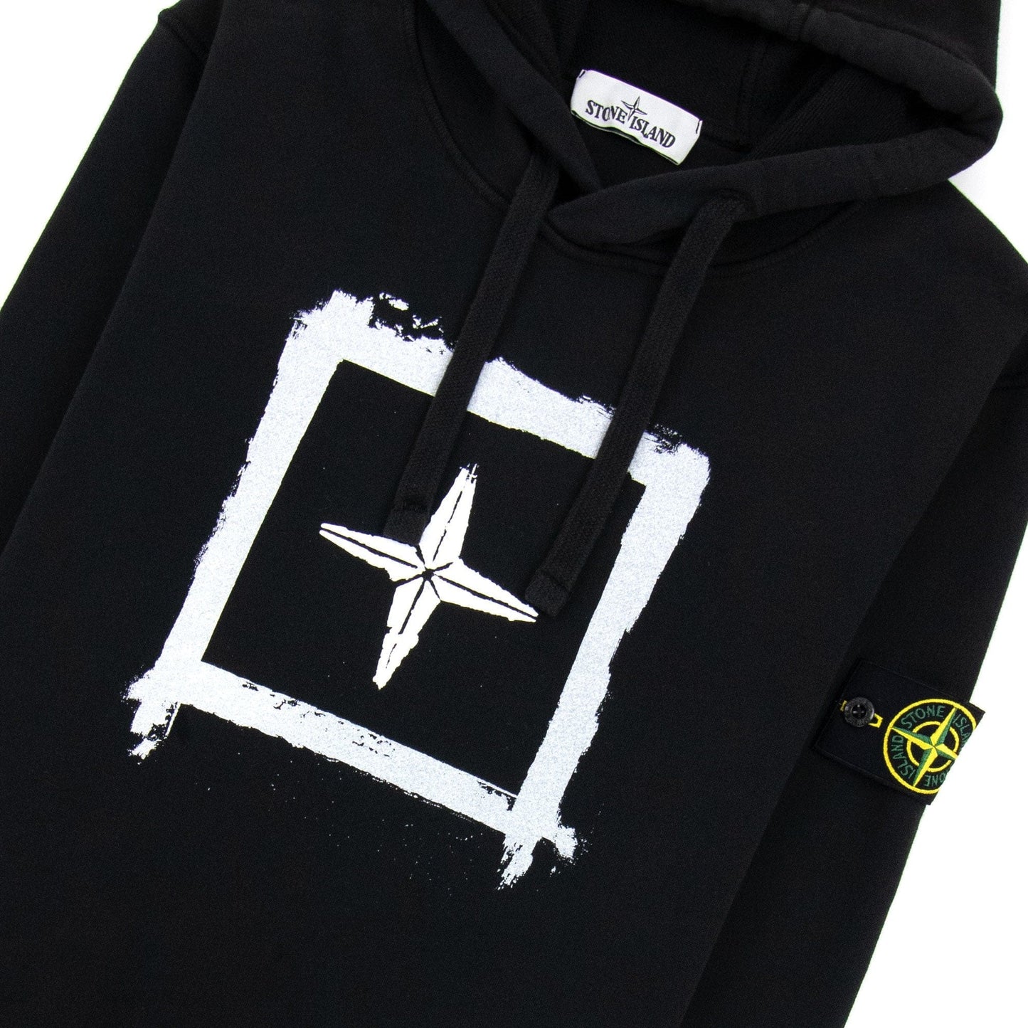Stone Island 65894 Stencil Hoodied Sweatshirt Black V0029