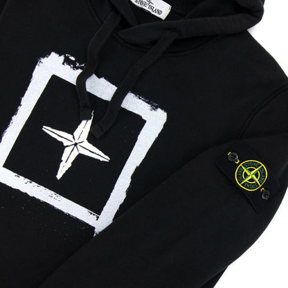 Stone Island 65894 Stencil Hoodied Sweatshirt Black V0029