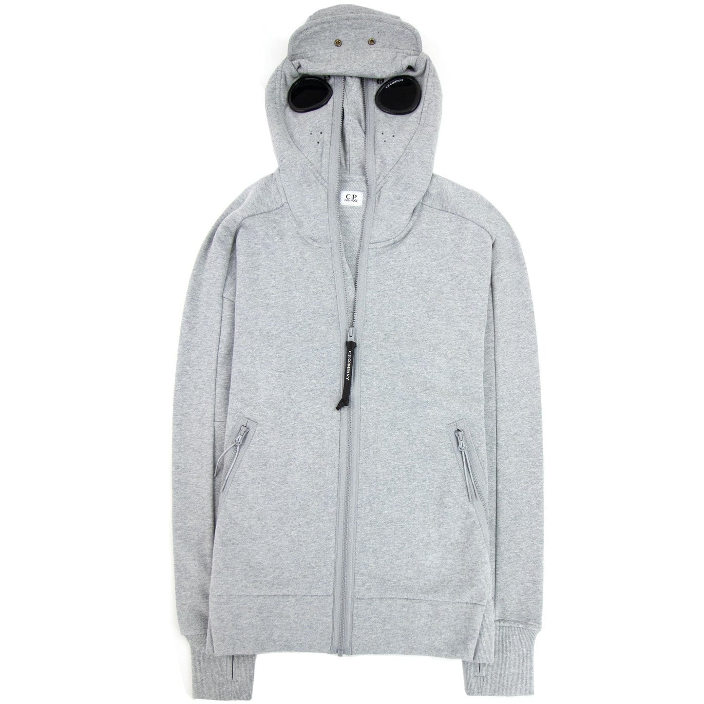 CP Company Front Goggle Diagonal Fleece Hoody Grey M93