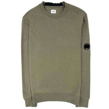 CP Company Diagonal Raised Fleece Lens Crew Sweatshirt Stone Gray 665