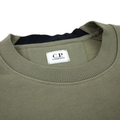 CP Company Diagonal Raised Fleece Lens Crew Sweatshirt Stone Gray 665