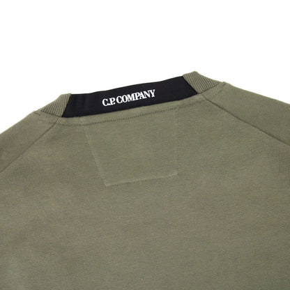 CP Company Diagonal Raised Fleece Lens Crew Sweatshirt Stone Gray 665