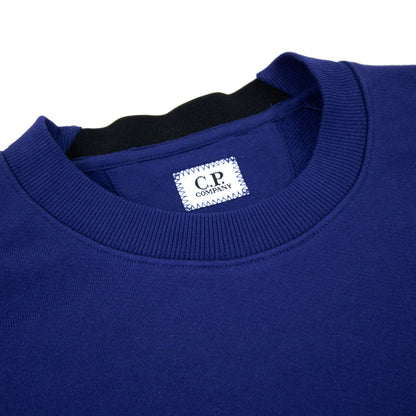 Cp Company Diagonal Raised Fleece Lens Crew Sweatshirt Blue 878