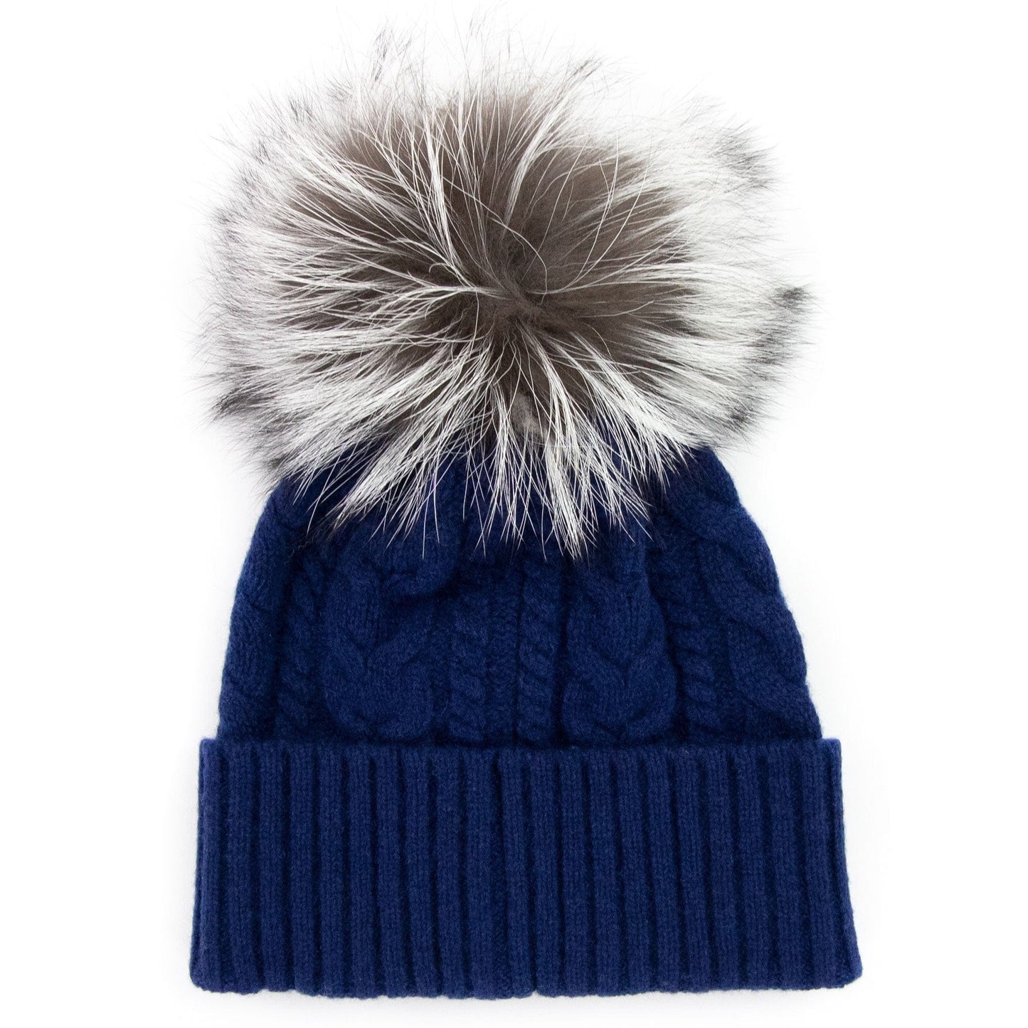 Moncler Cable Knit Pom Pom Beanie Blue