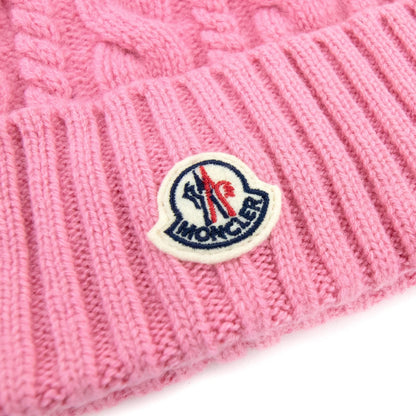 Moncler Cable Knit Pom Pom Beanie Pink