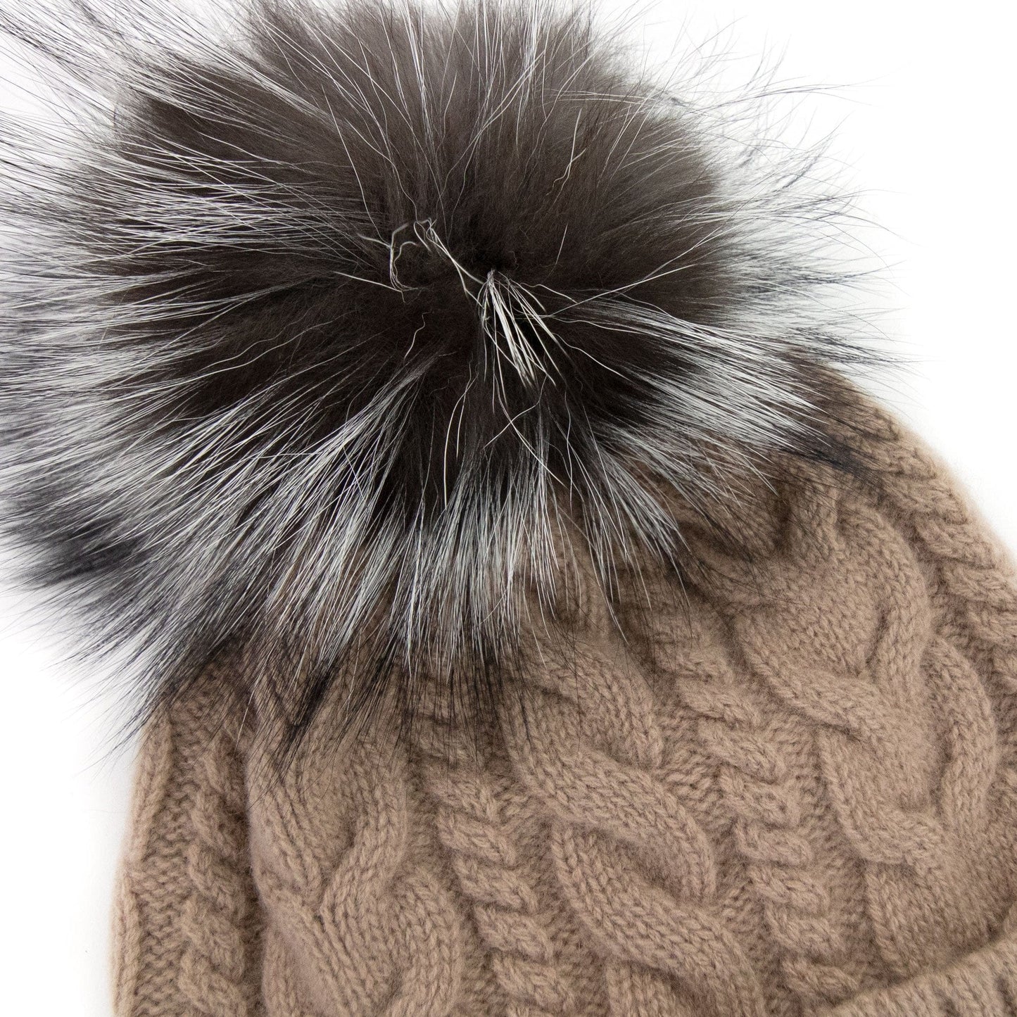 Moncler Cable Knit Pom Pom Beanie Beige