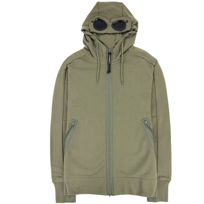 CP Company Diagonal Raised Fleece Full Zip Goggle Hoody Stone Gray 665
