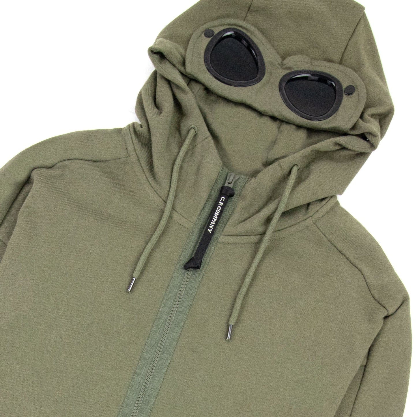 CP Company Diagonal Raised Fleece Full Zip Goggle Hoody Stone Gray 665