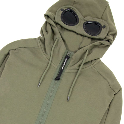 CP Company Diagonal Raised Fleece Full Zip Goggle Hoody Stone Gray 665