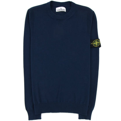 Stone Island 504b2 Garment Dyed Cotton Sweater Navy Blue V0028