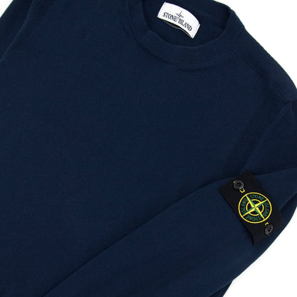 Stone Island 504b2 Garment Dyed Cotton Sweater Navy Blue V0028