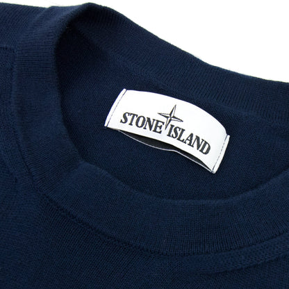 Stone Island 504b2 Garment Dyed Cotton Sweater Navy Blue V0028