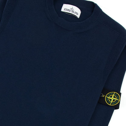 Stone Island 504b2 Garment Dyed Cotton Sweater Navy Blue V0028
