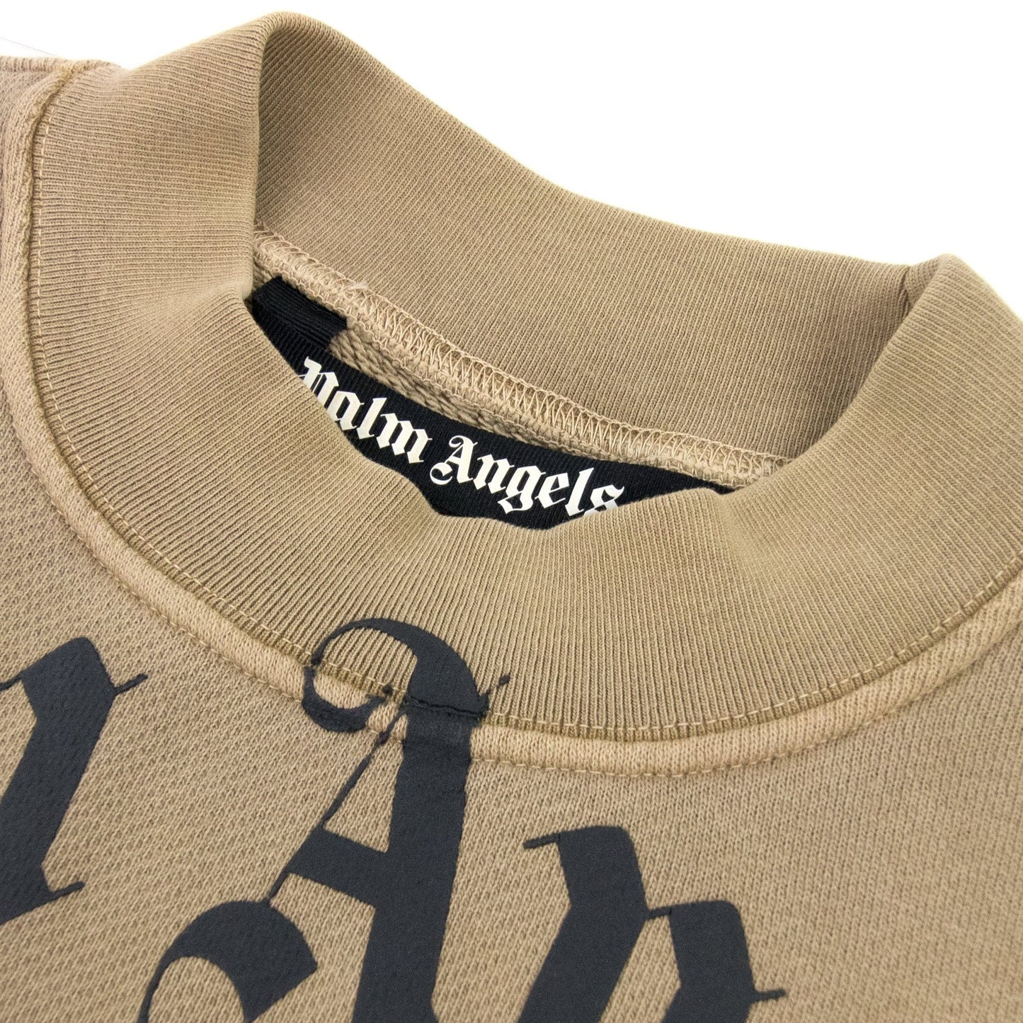 Palm Angels Wash Curved Logo Sweat Beige/Black