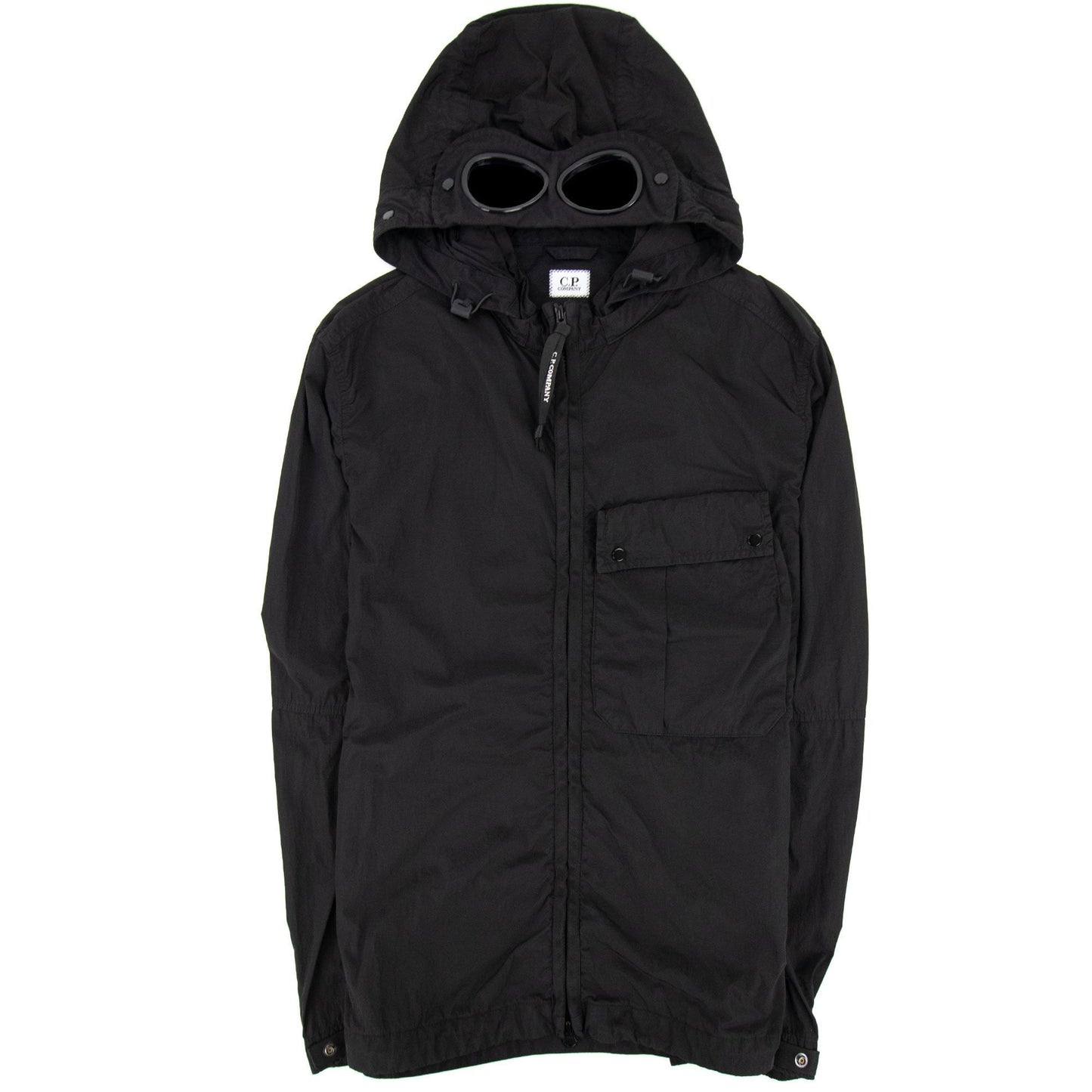 Cp Company Chrome-r Mixed Garment Dyed Goggle Overshirt Black 999