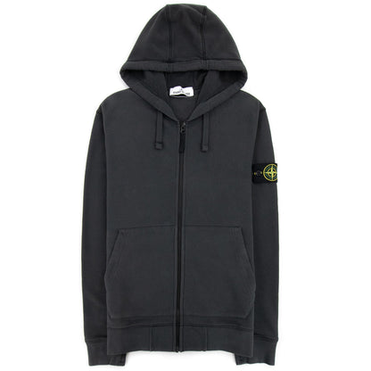 Stone Island Open Zip Up Hooded Sweatshirt Charcoal V0065
