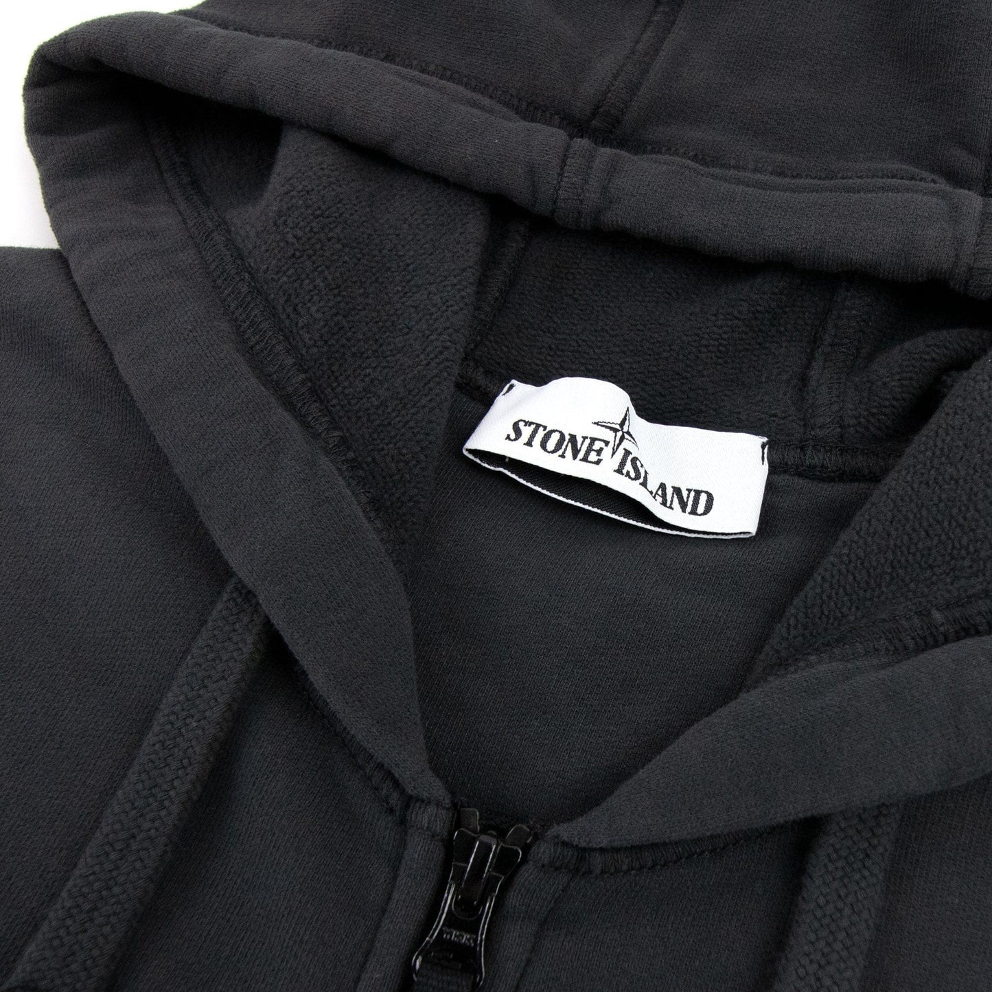 Stone Island Open Zip Up Hooded Sweatshirt Charcoal V0065