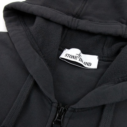 Stone Island Open Zip Up Hooded Sweatshirt Charcoal V0065