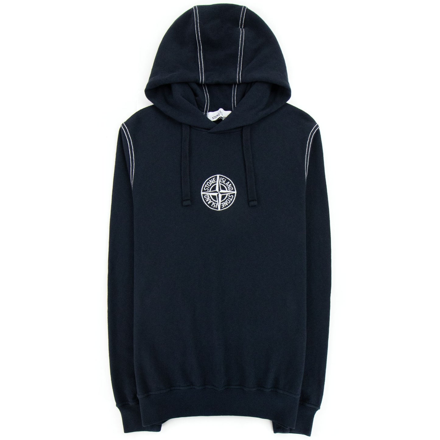 Stone Island Logo Hooded Sweatshirt Navy V0020