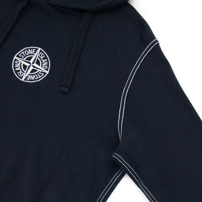 Stone Island Logo Hooded Sweatshirt Navy V0020