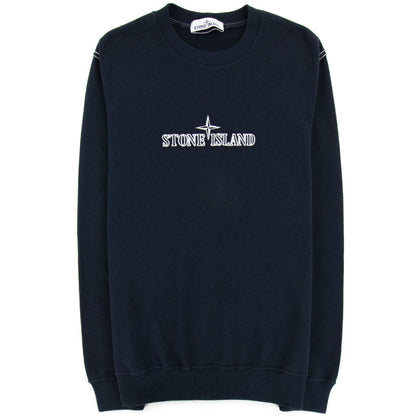 Stone Island Logo Marina Crewneck Sweatshirt Navy V0020