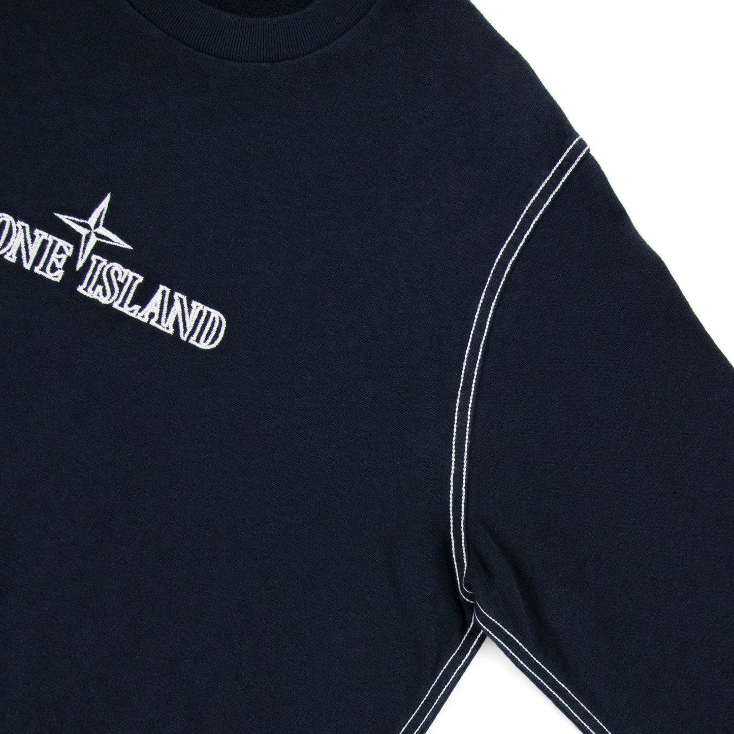 Stone Island Logo Marina Crewneck Sweatshirt Navy V0020