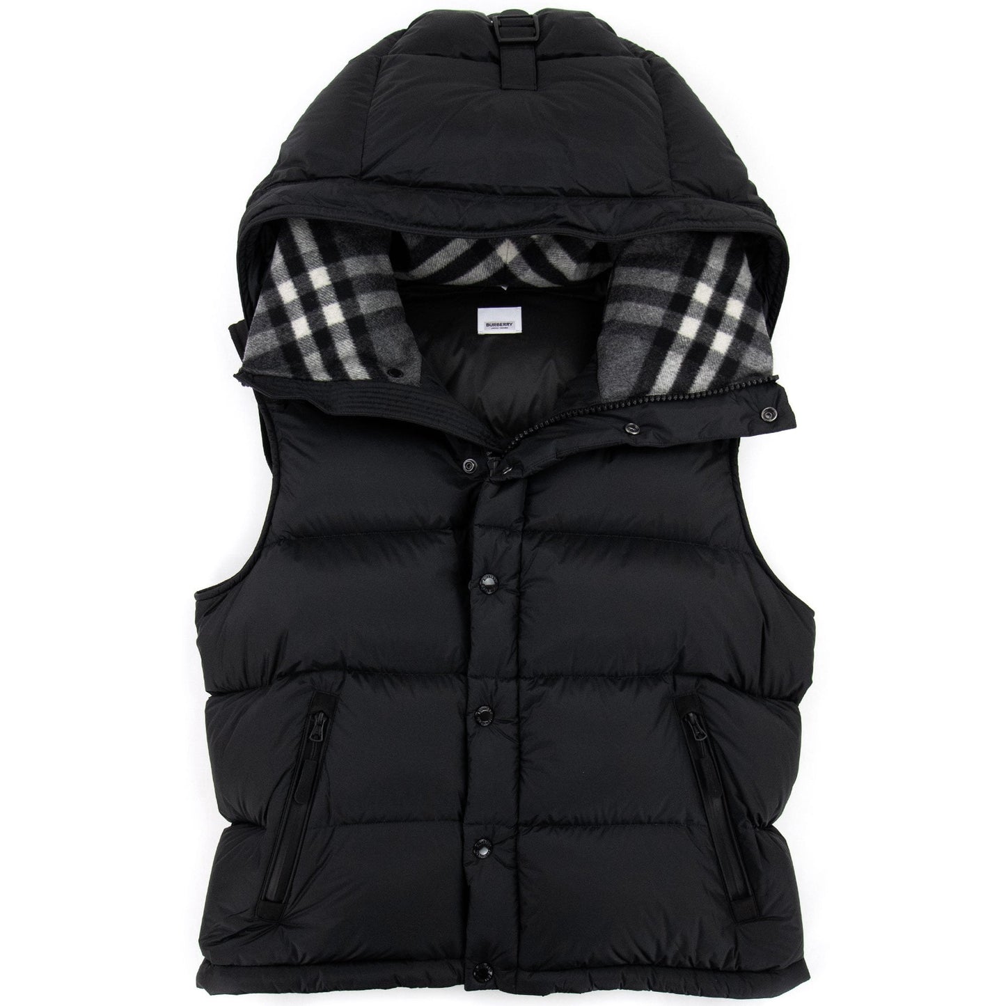Burberry Detachable Sleeve Hooded Puffer Jacket Black