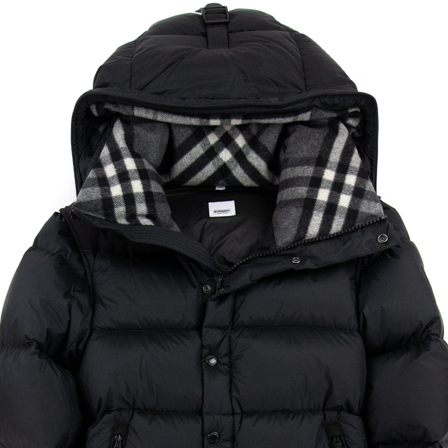 Burberry Detachable Sleeve Hooded Puffer Jacket Black