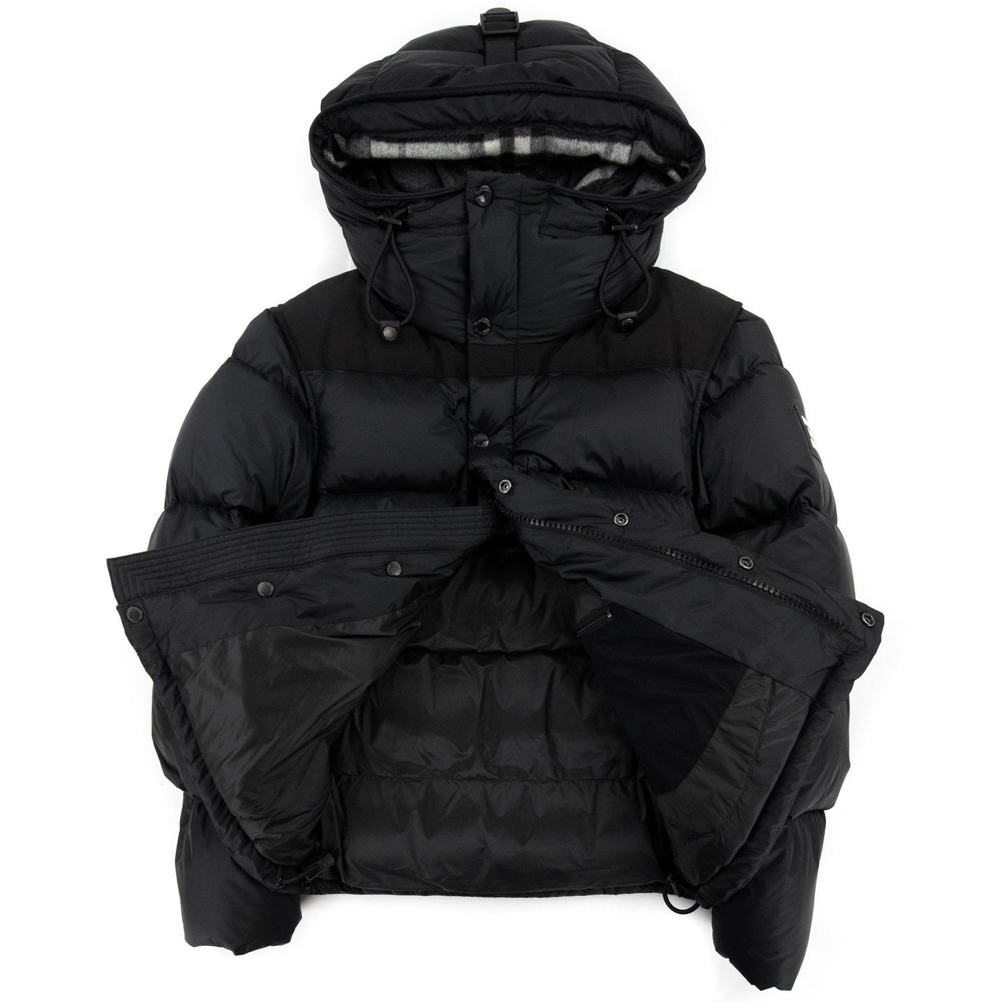 Burberry Detachable Sleeve Hooded Puffer Jacket Black