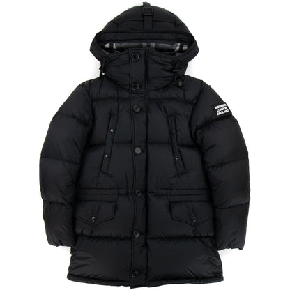 Burberry Logo Detail Hooded Puffer Coat Black