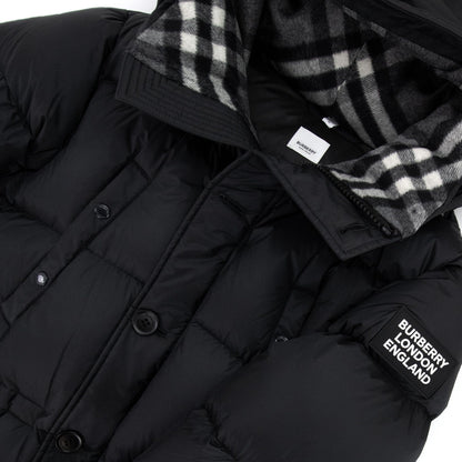 Burberry Logo Detail Hooded Puffer Coat Black