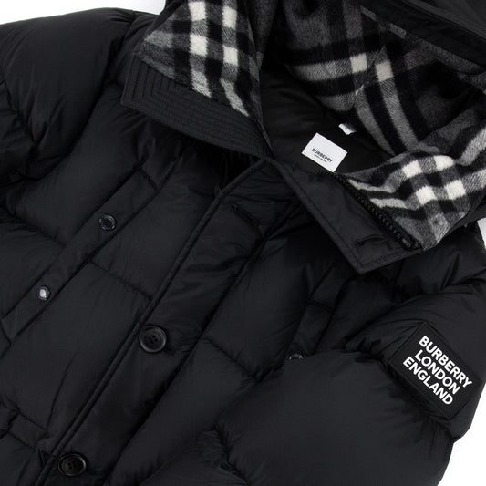 Burberry Logo Detail Hooded Puffer Coat Black