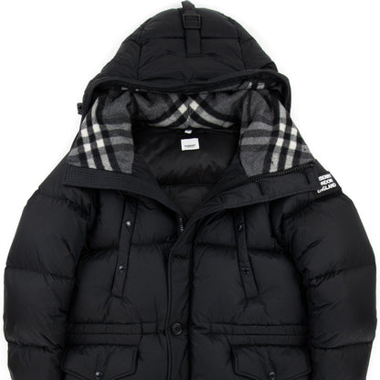 Burberry Logo Detail Hooded Puffer Coat Black