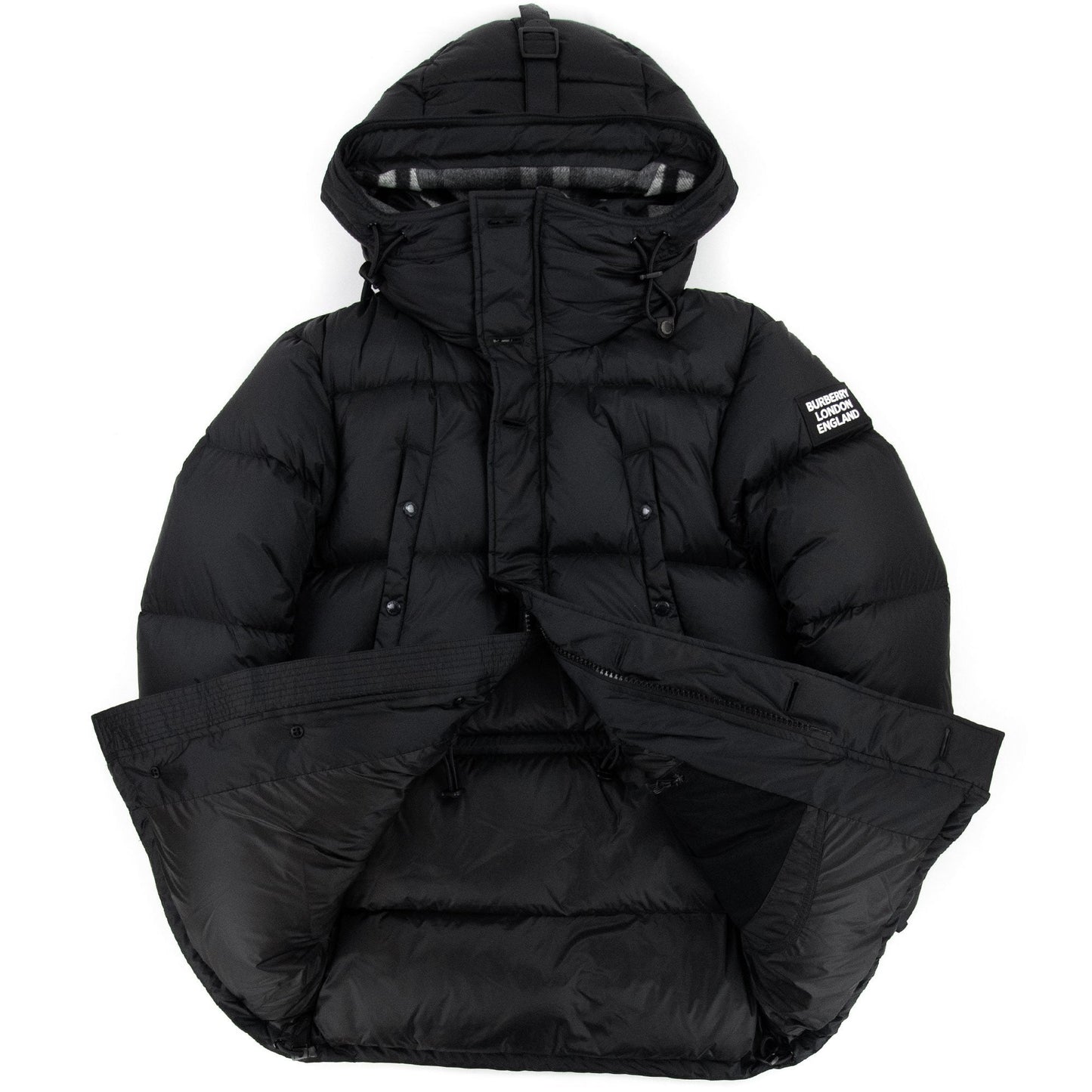 Burberry Logo Detail Hooded Puffer Coat Black