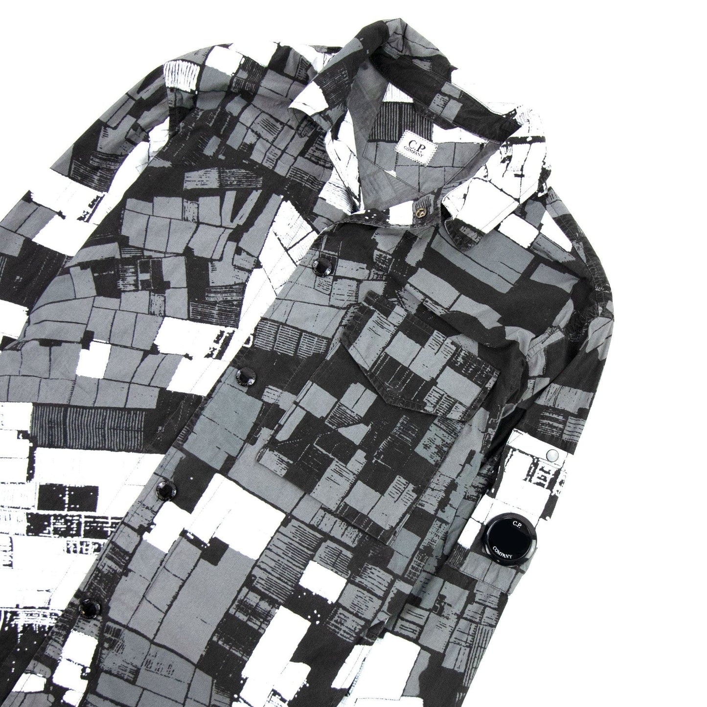 C.P. Company 7th Hvn 50 Fili Garment Dyed Mutated Camo Overshirt Gargoyle 938