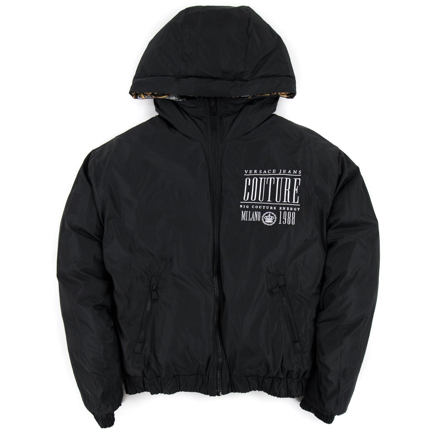 Versace Jeans Couture Baroque Reversible Padded Jacket Black