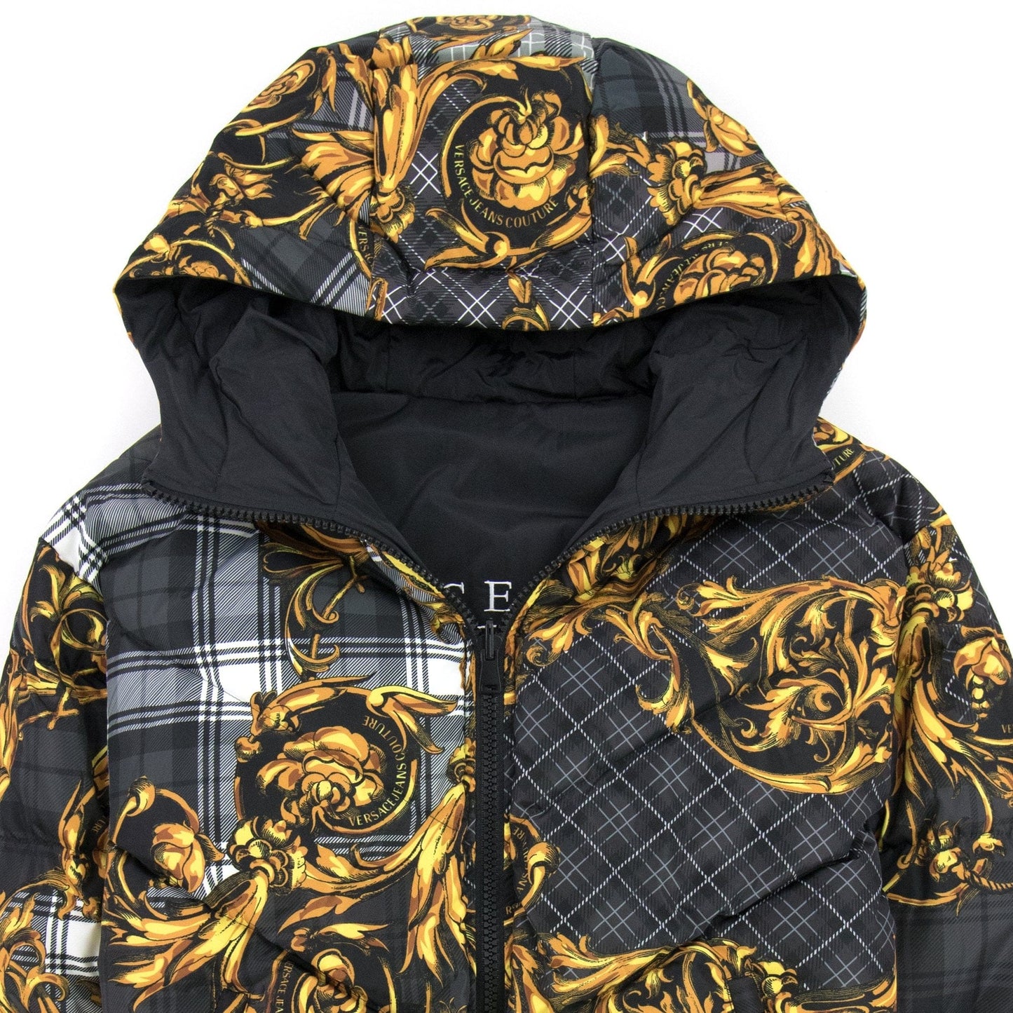 Versace Jeans Couture Baroque Reversible Padded Jacket Black