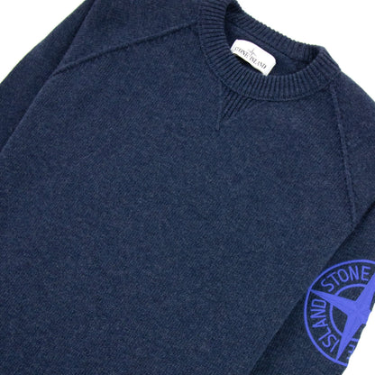 Stone Island Embroidered Logo Knitted Sweatshirt Navy V0020