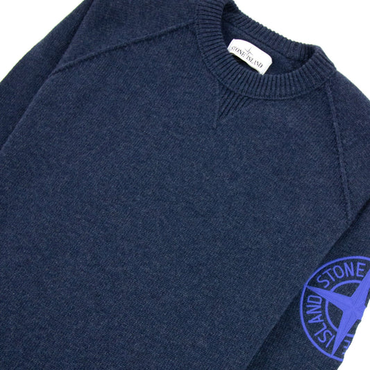 Stone Island Embroidered Logo Knitted Sweatshirt Navy V0020