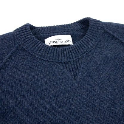 Stone Island Embroidered Logo Knitted Sweatshirt Navy V0020