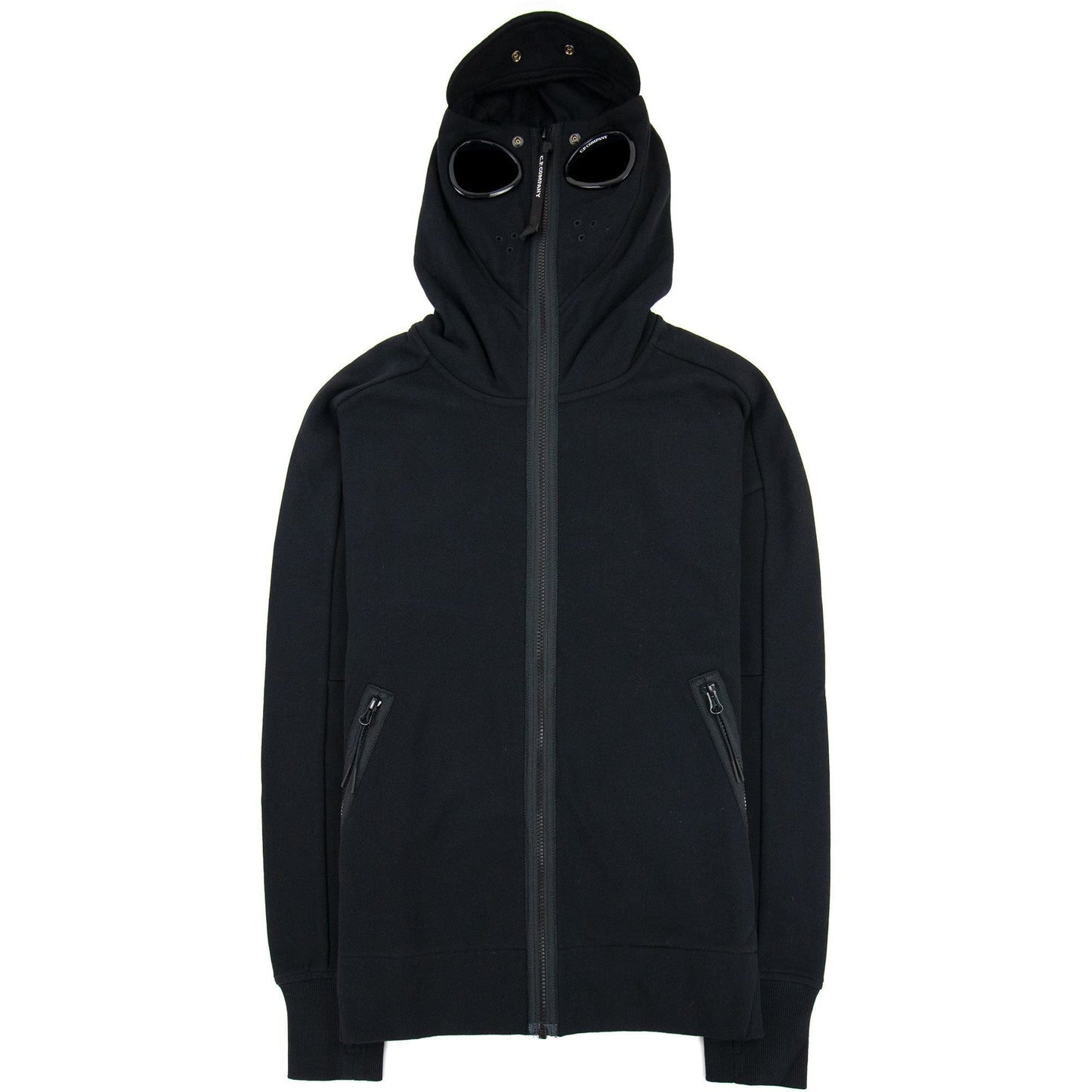 Cp Company Front Goggle Diagonal Fleece Hoody Black 999