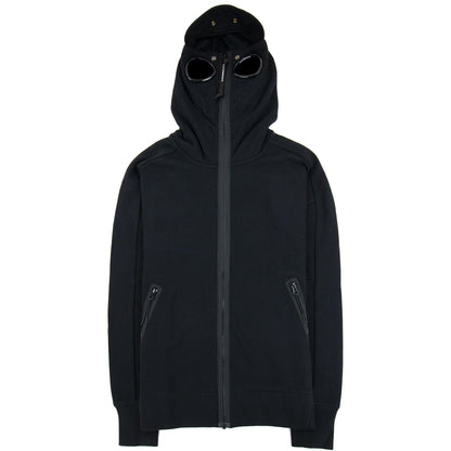 Cp Company Front Goggle Diagonal Fleece Hoody Black 999