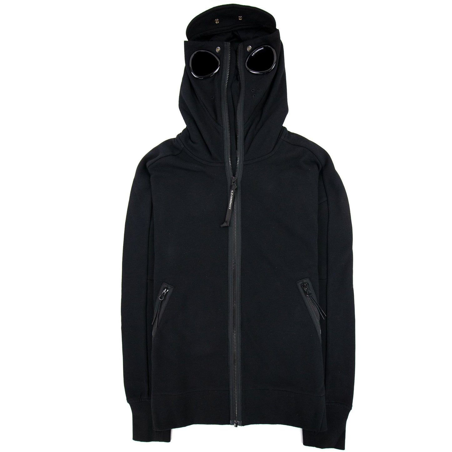 Cp Company Front Goggle Diagonal Fleece Hoody Black 999