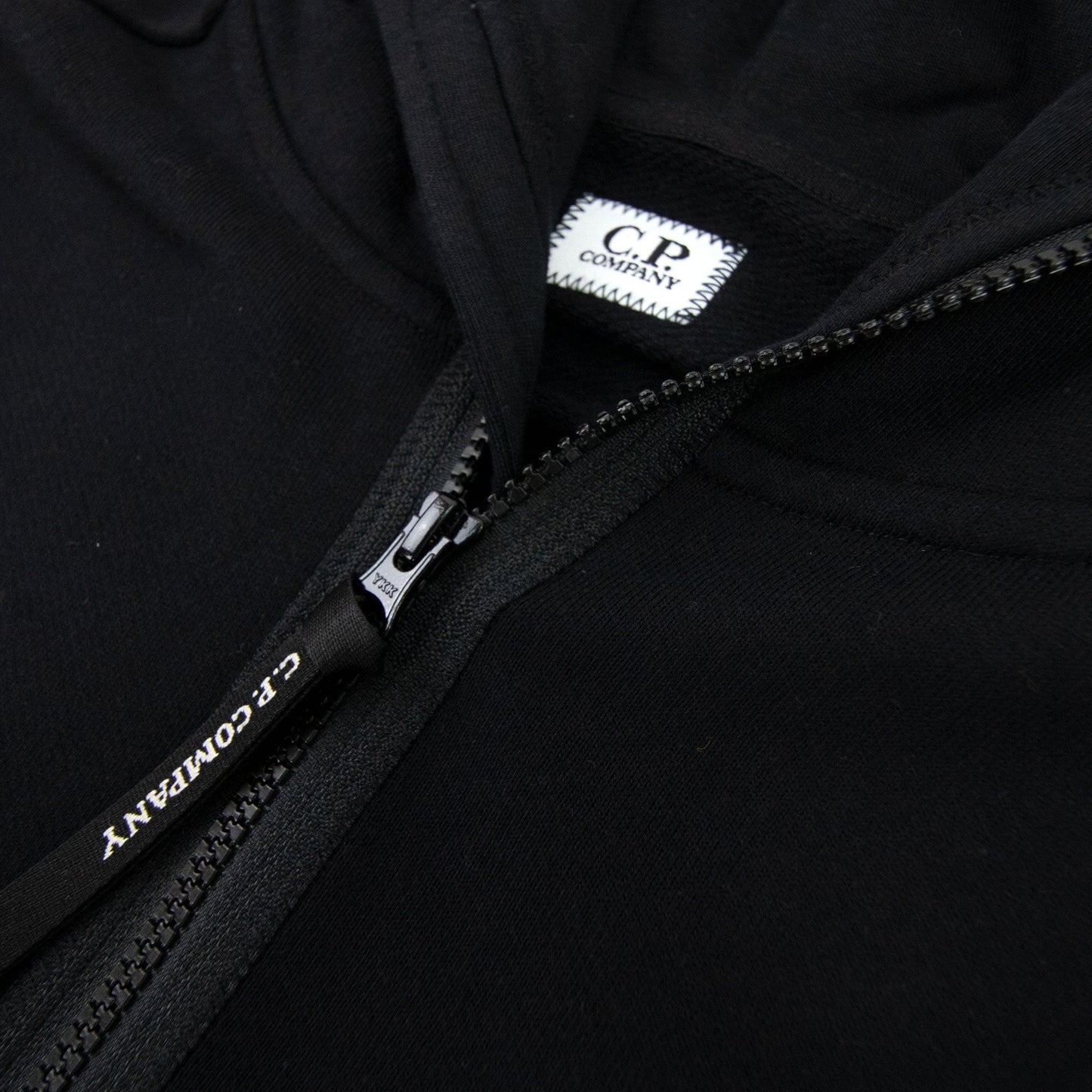 Cp Company Front Goggle Diagonal Fleece Hoody Black 999