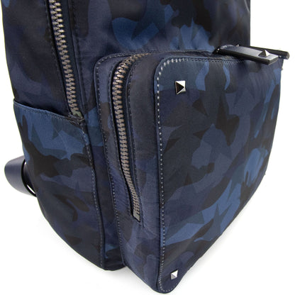 Valentino Camo Stud Back Pack Navy/camo