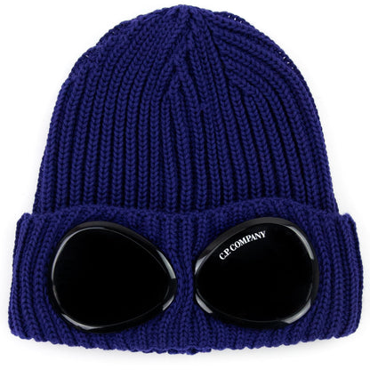 Cp Company Undersixteen Extra Fine Merino Wool Goggle Beanie Blue 878