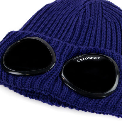 Cp Company Undersixteen Extra Fine Merino Wool Goggle Beanie Blue 878