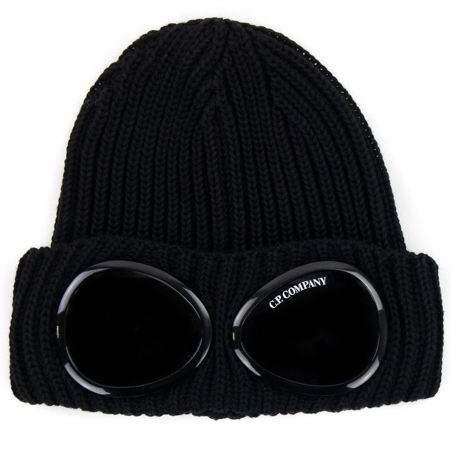 Cp Company Undersixteen Extra Fine Merino Wool Goggle Beanie Black 999