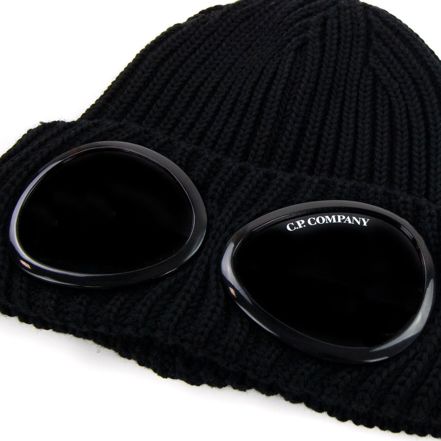 Cp Company Undersixteen Extra Fine Merino Wool Goggle Beanie Black 999